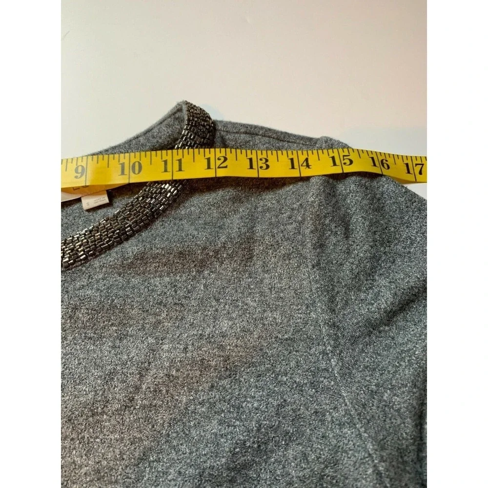 LOFT Women Gray Jewel Neck Short Sleeve Casual Shift Dress Size S